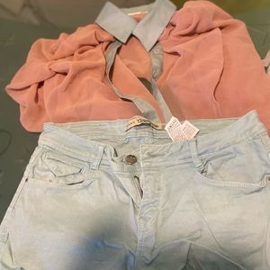 Zara short  with matching fun 2 fun silk shirt